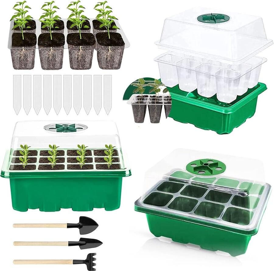 3 stuks kamerbroeikas kweekbak kweekschalen zaailing mini-broeikas kweekset kweekschalen kweekset kunststof kweekschalen voor mini-broeikas kweken van planten