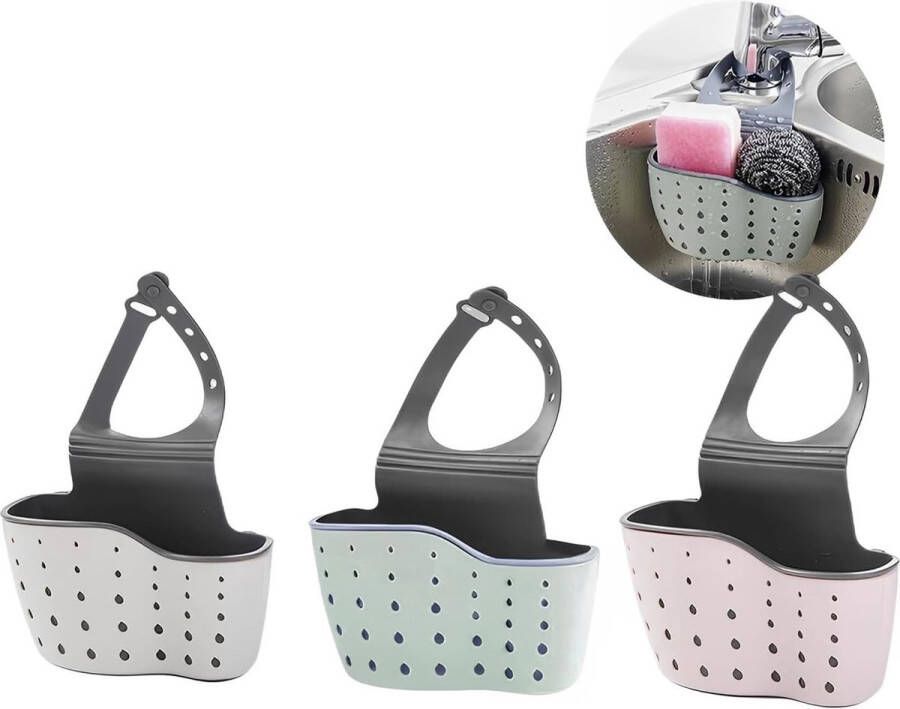 3 stuks keukengootsteensponshouder keukengereihouder sponshouder gootsteenhouder mand toiletzeeprek gootsteenrek mand