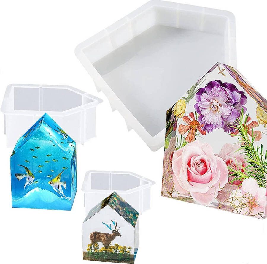 3 stuks kleine huishars siliconen vormen siliconen vorm huis gietvorm huis voor het maken van kaarsen bloemenmonsters insectenmonsters ornamenten