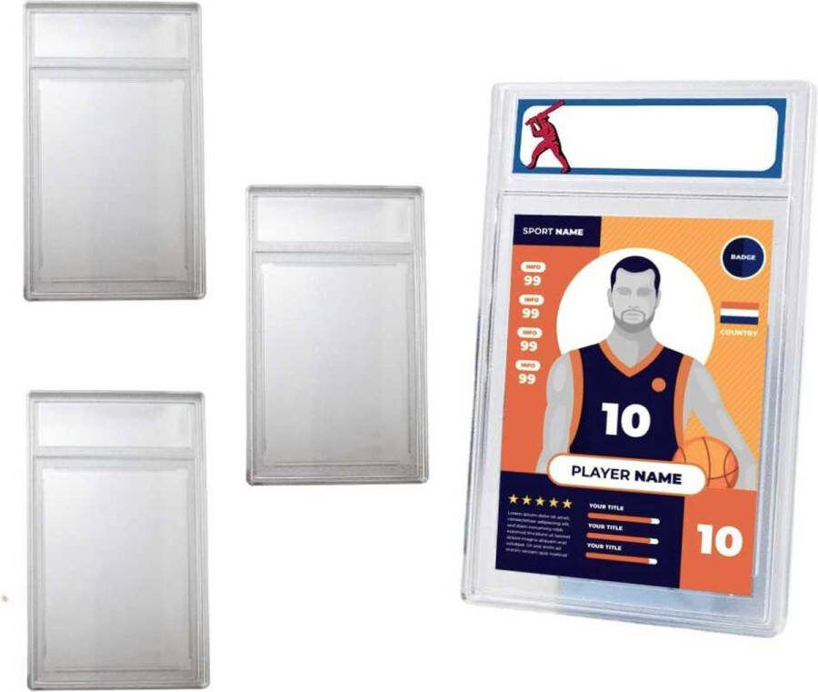 3 Stuks Krasbestendige Kaarthouder voor Ruilkaarten Professionele Verzamelkaarten Beschermer Acryl Graded Card Slab Sleeves met Labelpositie Perfect voor Opslag en Display -Ideaal voor Verschillende Kaartformaten