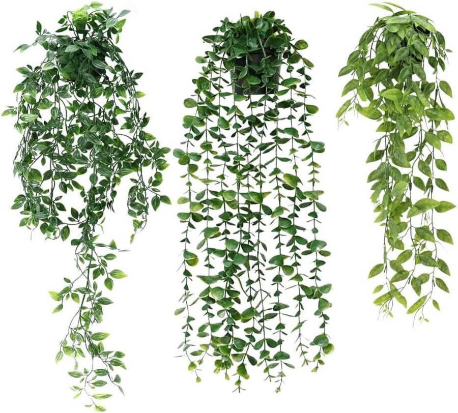 3 stuks kunsthangplanten eucalyptus kunstkunstplanten planten in realistische look als hangplanten lange onderhoudsvrije klimop voor tuinbruiloft wanddecoratie