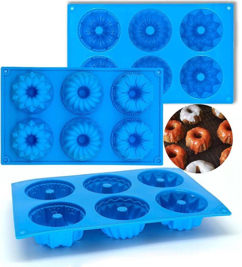 3 stuks mini tulbandvorm siliconen bakvorm voor mini cake anti-aanbaklaag blauw 28 x 17 x 35 cm