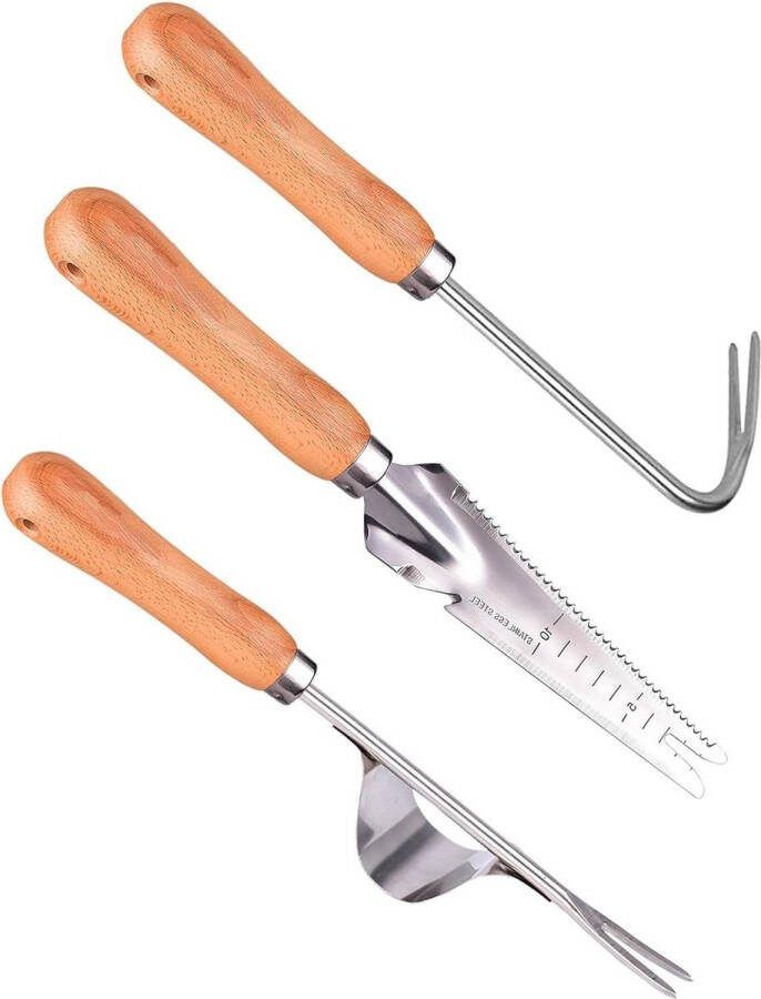 3-stuks Onkruidsteker roestvrij staal met steel handmatige onkruidsteker voor tuin wieden paardenbloem onkruidsteker weed cutter