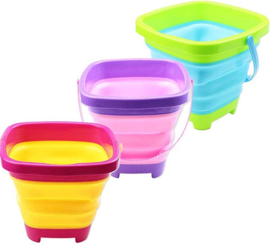 3 stuks opvouwbare emmer telescopische emmer zandemmer siliconen opvouwbare emmer voor kinderen strand spelen campinguitrusting water wassen tuin zomer zwemmen speelgoed