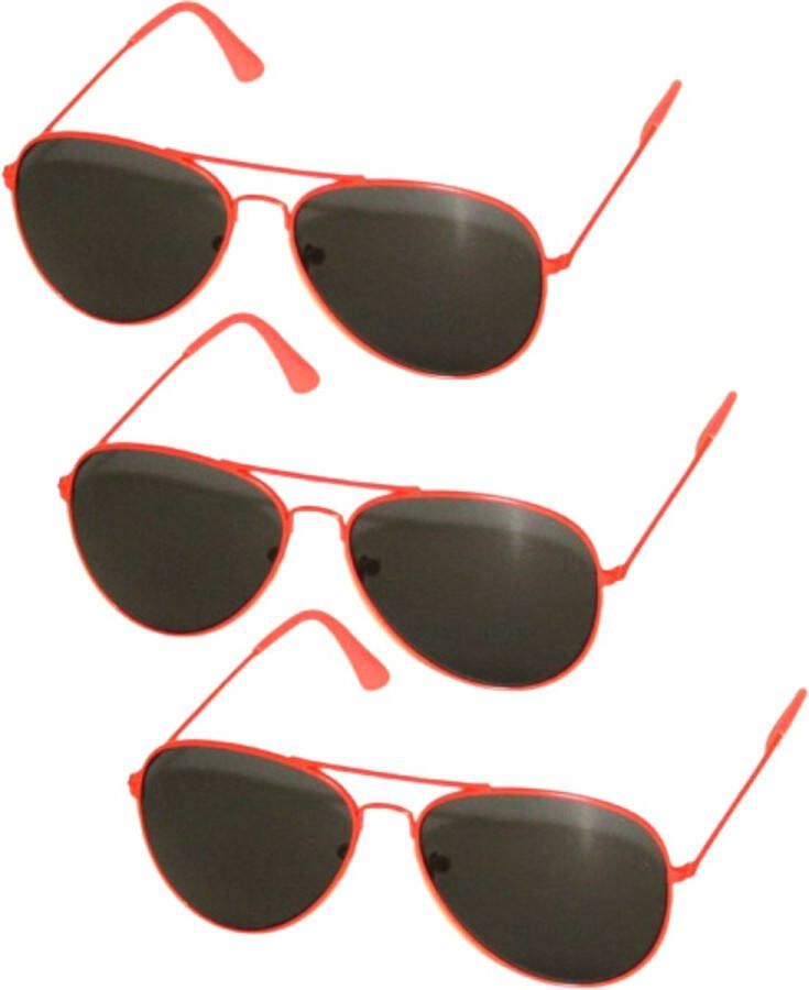 3 Stuks Oranje Piloten Zonnebril Hip Oranje Montuur UV400 Bril Koningsdag EK WK Voetbal Accessoires