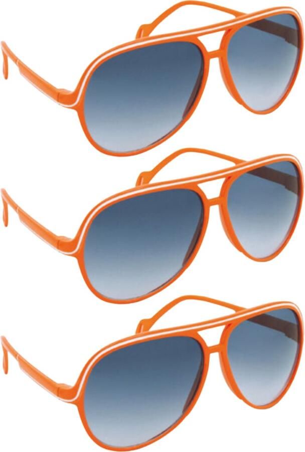 3 Stuks Oranje Zonnebril Hip Oranje Montuur UV400 Bril Koningsdag EK WK Voetbal Accessoires