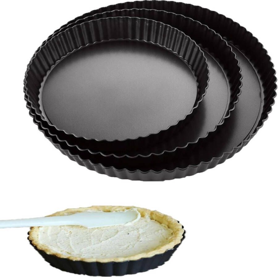 3 stuks quichevormen met hefbodem Ø 20 cm 24 cm 28 cm antiaanbaklaag fruitcakevorm koolstofstaal taartvorm pie tartelette vormen