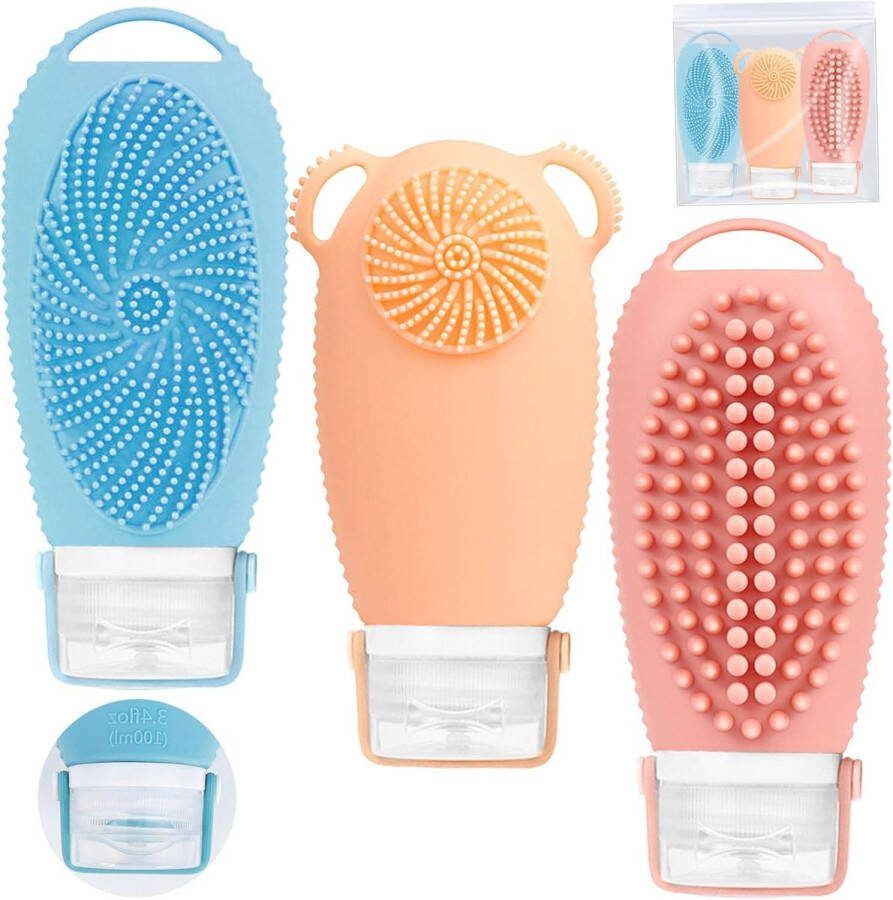 3 stuks reisflessen voor toiletartikelen siliconen 100 ml knijpbaar lekvrij navulbaar reisflesjes 100ml