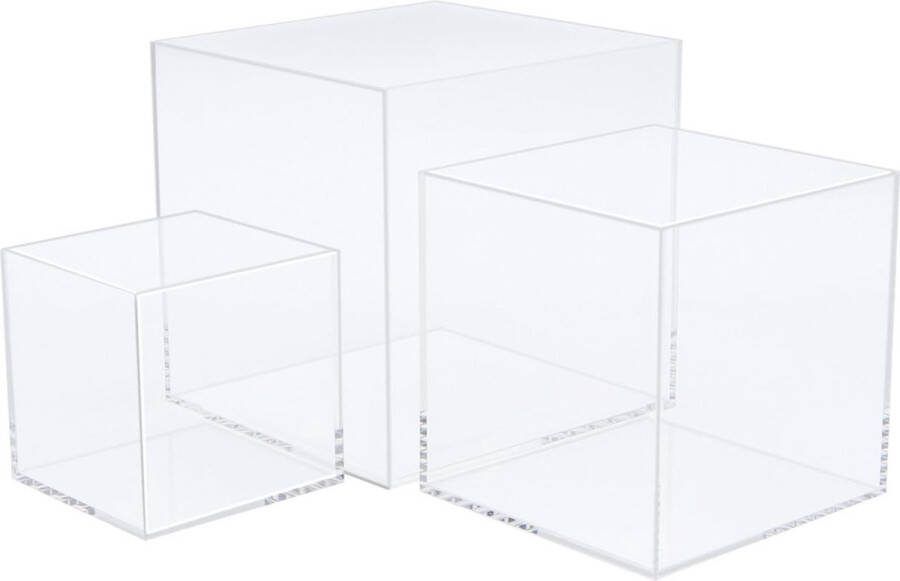 3 stuks transparante acryl vitrinekast 5-zijdige transparante acrylbox vitrine voor actiefiguren speelgoed figuren modelauto's minifiguren verzamelfiguren