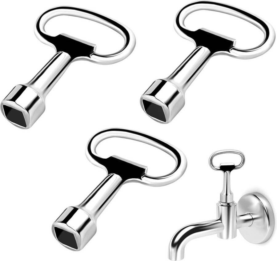 3 stuks vierkante sleutel kraan 8 mm metalen driehoekige steeksleutel radiator ontluchtingssleutel voor het ontluchten 13 x 8 x 8 mm voor elektrische kast gas water stroommeter box buitenkraan sleutel