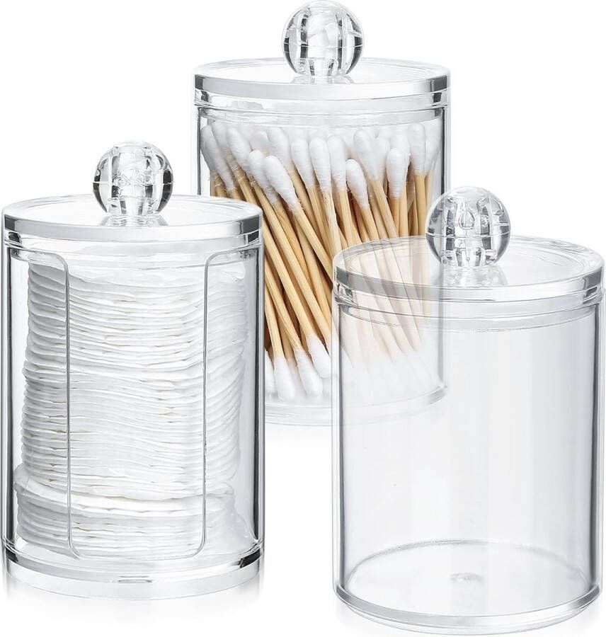 3 stuks wattenstaafjeshouder wattenschijfdispenser opbergdoos wattenstaafjeshouder voor wattenballen wattenbolletjes cosmetica-houder box badkamer make-uptafel organizer accessoires