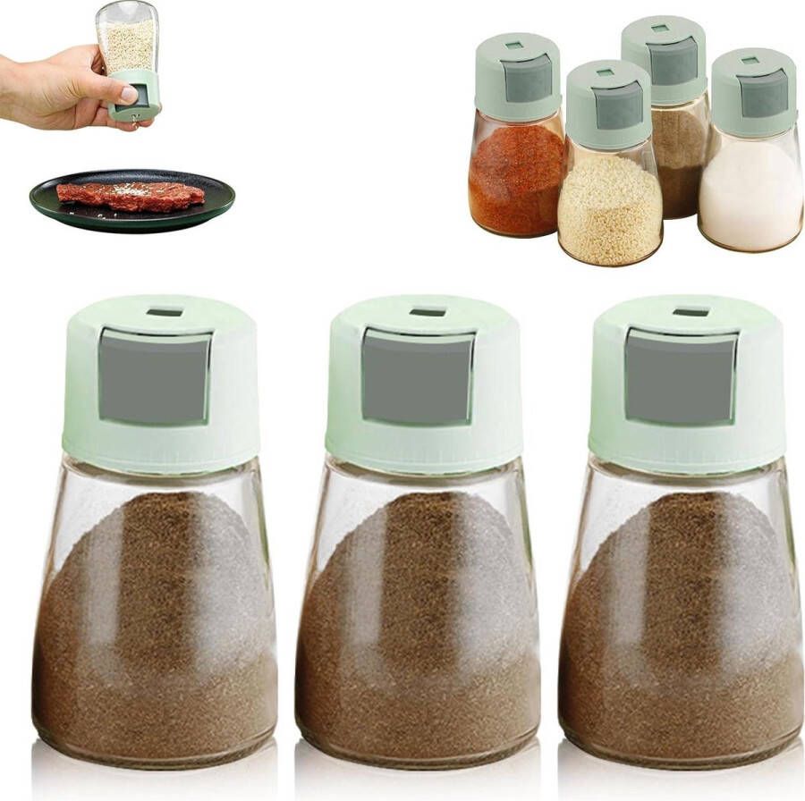 3 stuks zoutvaatje 180 ml kruidenpotjes met deksel en drukdosering set keukenaccessoires 05 g eenmaal drukken Kruidenpotjes