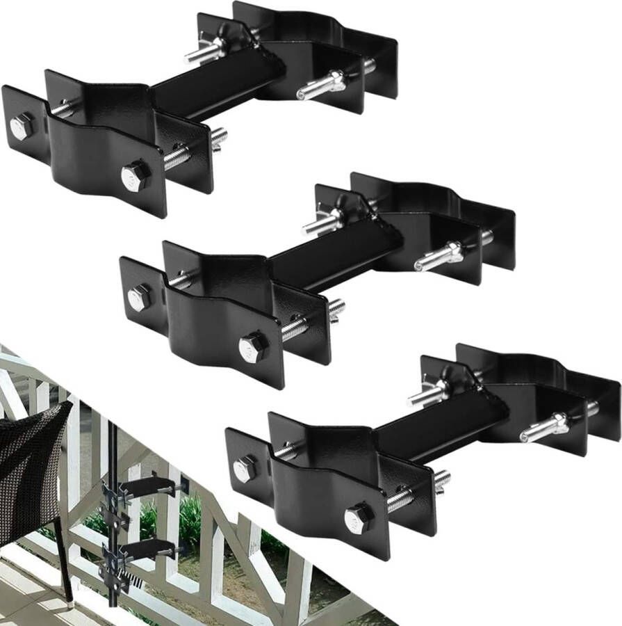 3 stuks zwart Parasolklem balkon Parasolklem Paraplu dekmontage terrasparaplubeugel zaklamphouder kan aan reling worden bevestigd paraplupalen klem relingmontage Parasolhouder Must have voor uw parasol!