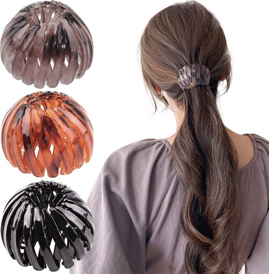 3 stuks zwart lichtbruin donkerbruin Dames Meisjes Haarclips Haaraccessoires verstelbaar