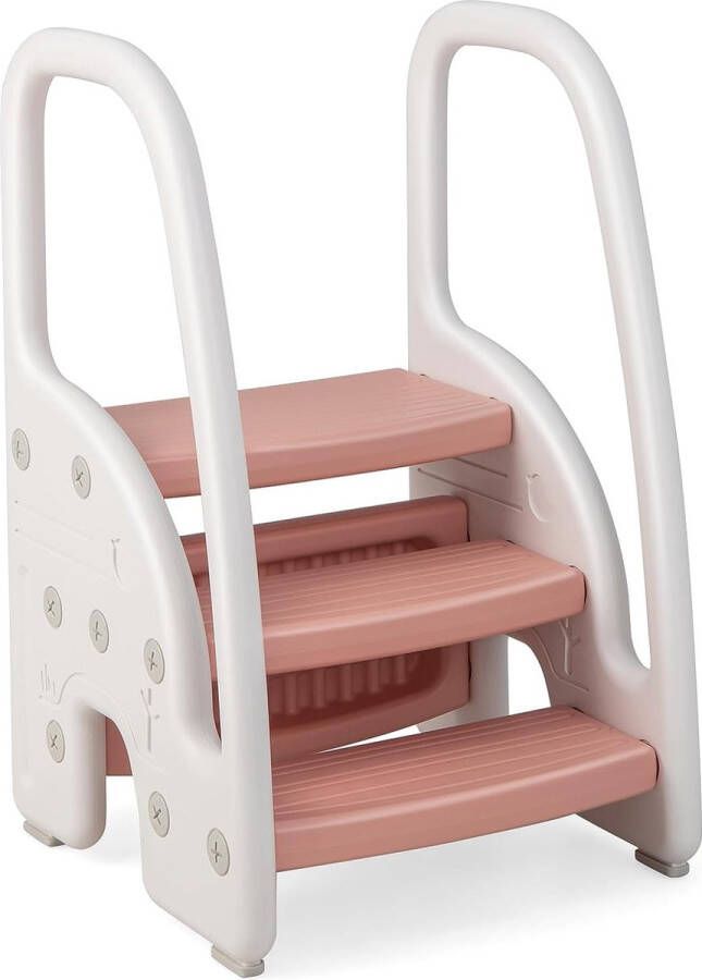 3-traps opstapje voor kinderen in hoogte verstelbaar met afneembare bovenste trap en antislip voetkussen kinderkrukje opstapje