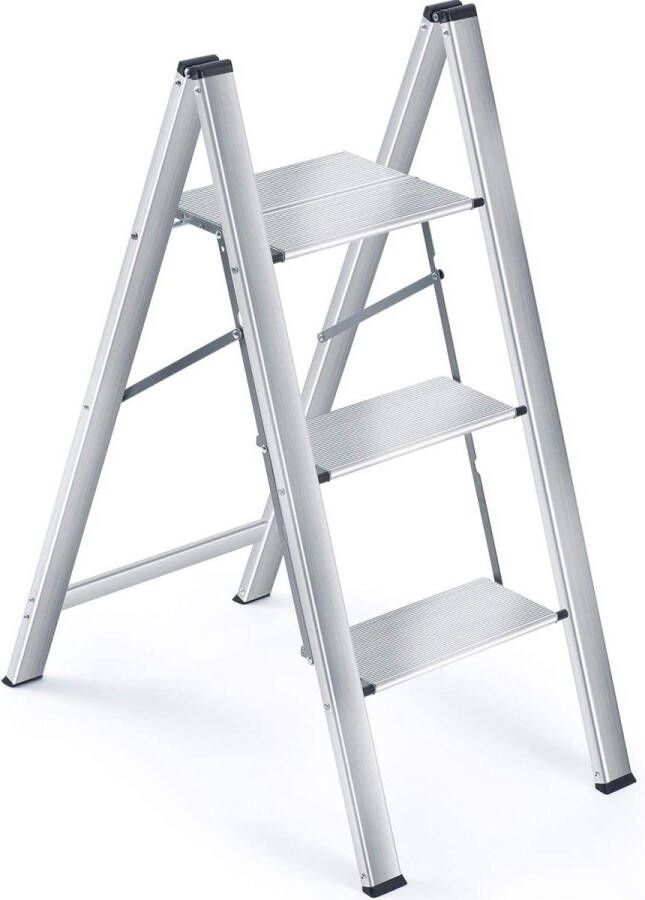 3-Treden Aluminium Vouwladder Draagbaar Antislip Opstapkruk Voor Thuis en Kantoor Ladder