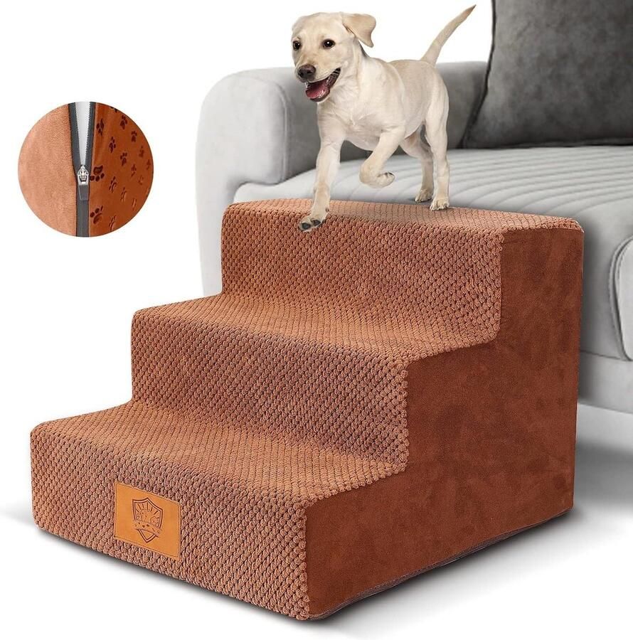 3-Treden Hondentrap met Antislip Oppervlak Afneembaar en Wasbaar Huisdiertrap voor Honden en Katten