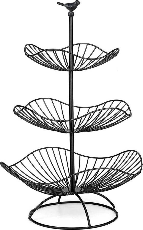 3 verdiepingen metalen fruitmand groenteetagère serveermand fruitschaal voor meer ruimte op het werkblad houdt groenten en fruit vers fruitstandaard grootte: 31 cm 25 cm 20 cm