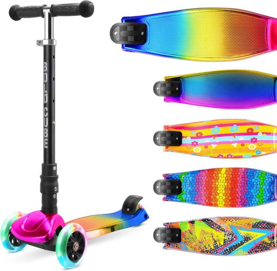 3-Wiel Opvouwbare Kinderstep met LED-Lichtwielen Buitenspeelgoed