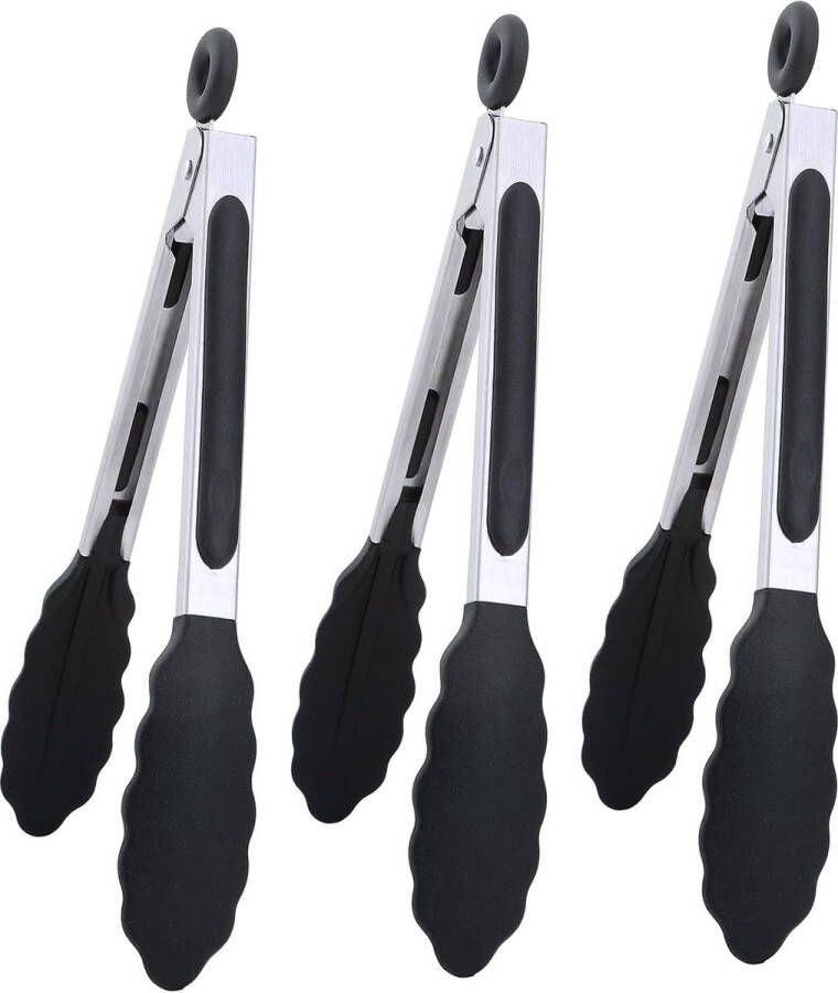 3 x Mini Siliconen Keukentang 7 Zwart
