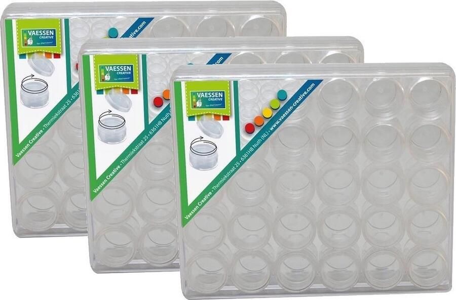 3 x Opbergdoosjes met 30 kleine potjes met schroefdeksel Pixelhobby Diamond Painting Knutselen & Hobby Sorteerdoosjes