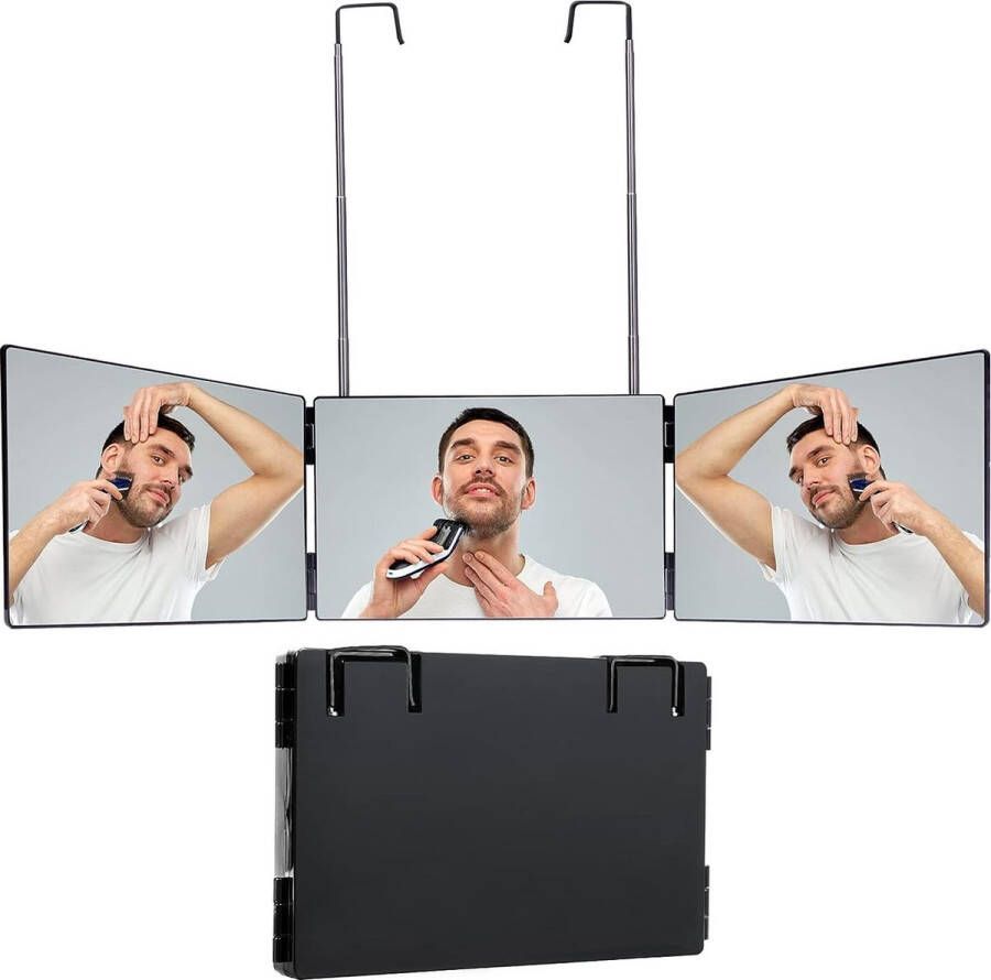 3-zijdige spiegel 360 graden om te kammen triptychon-spiegel met in hoogte verstelbare houders voor make-up douchespiegel scheerspiegel hangspiegel