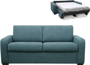 3-zits express slaapbank van blauwe stof Matras 18 cm BEVIS L 198 cm x H 88 cm x D 96 cm