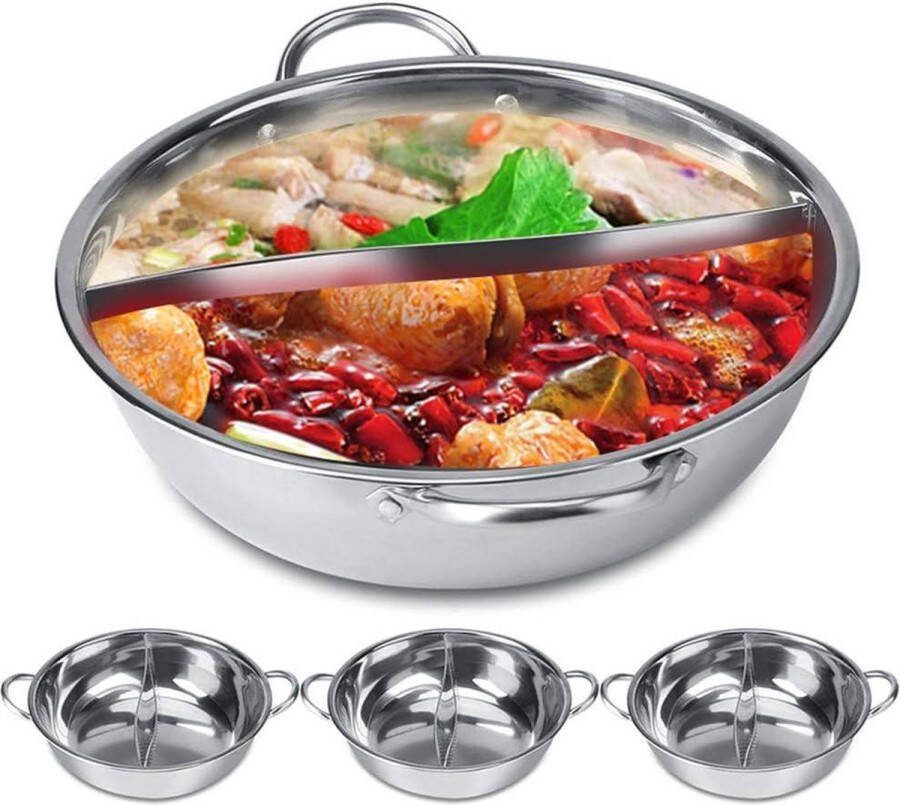 30-32 cm Mandarijn Eend Pot Dual Hot Pot Inductie Kookplaat Shabu Roestvrij Staal