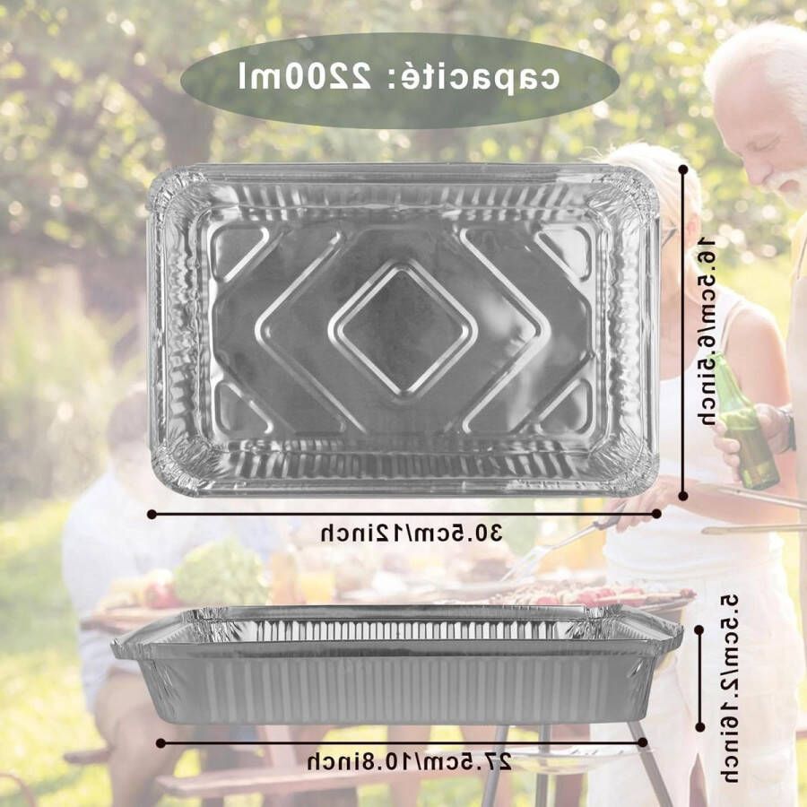 30 aluminium schalen met deksel 2200 ml wegwerp aluminium dienbladen voedselbox voor grillen koken roosteren keuken camping