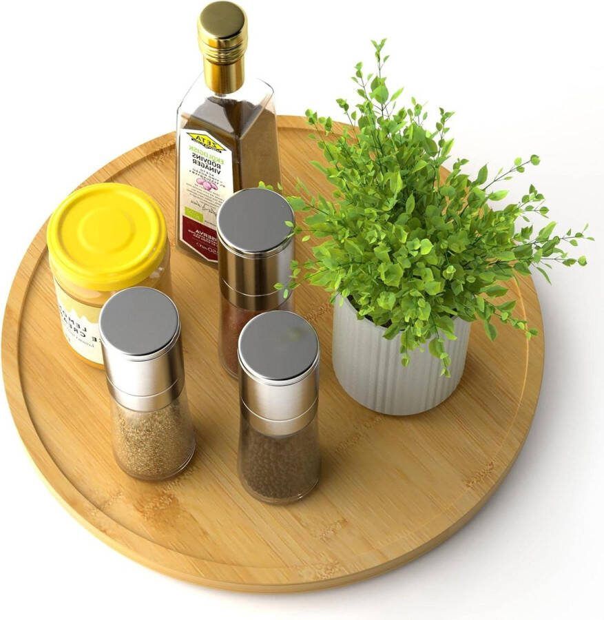 30 cm antislip bamboe luie susan roterend kruidenrek houten draaitafel keuken organizer