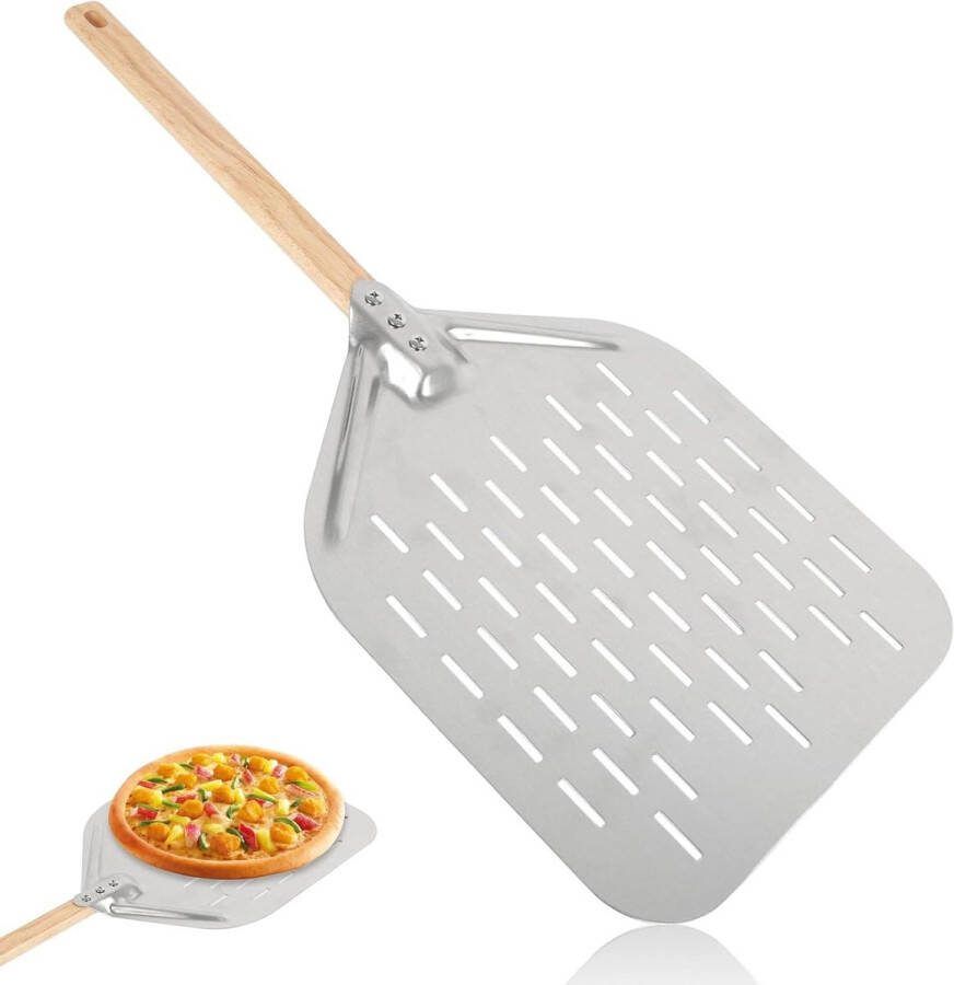 30 cm geperforeerde pizzaschep van hard geanodiseerd aluminium anti-verbrandingsremmende handgreep professionele pizzaschep zelfgemaakte pizza brood cake