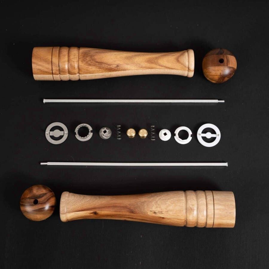 30 cm Hoogte Peper en Zoutmolen met Harde en Verstelbare Keramische en Roestvrij Staal Molen Acaciahout salt and pepper grinder set copper