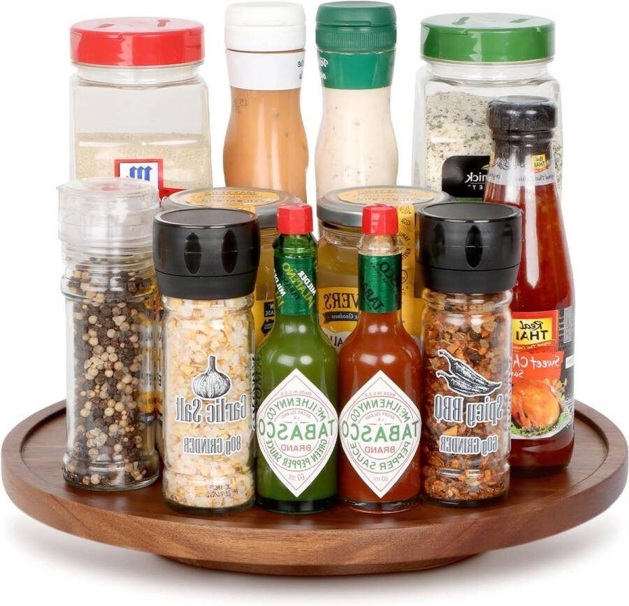 30 cm houten Lazy Susan draaitafel keuken organizer acacia hout draaibaar kruidenrek (1 stuks)