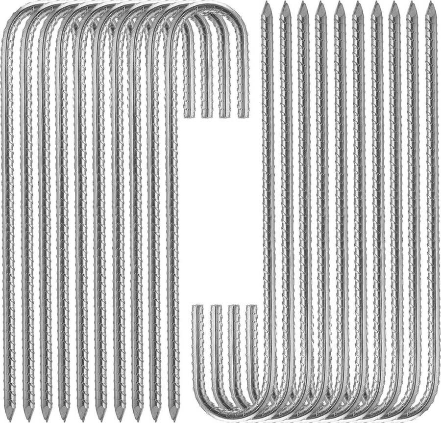 30 cm zware trampoline-tentanker-grondnagels verzinkt staal roestvrij J-haak rebar-palen tuinschuur schommels beiteluiteinde 20 stuks
