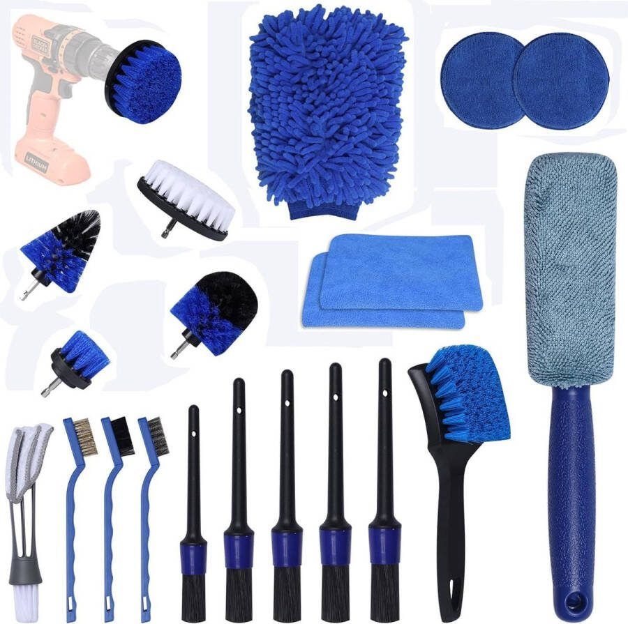 30-delige Auto Reinigingsborstelset Velgenborstel voor Auto Detailing 30-delige Borstelset voor Auto Detailing Reinigingsborstel voor Elektrische Boormachine Auto-detailset: Reinigingsborstel voor Binnen en Buiten Autoborstel