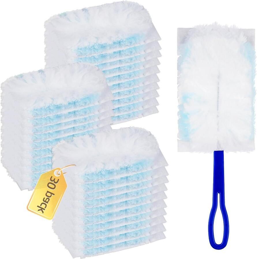 30 doekjes voor stofmagneet Swiffer met 1 handgreep plumeau navulverpakking parfumvrij Plumeau