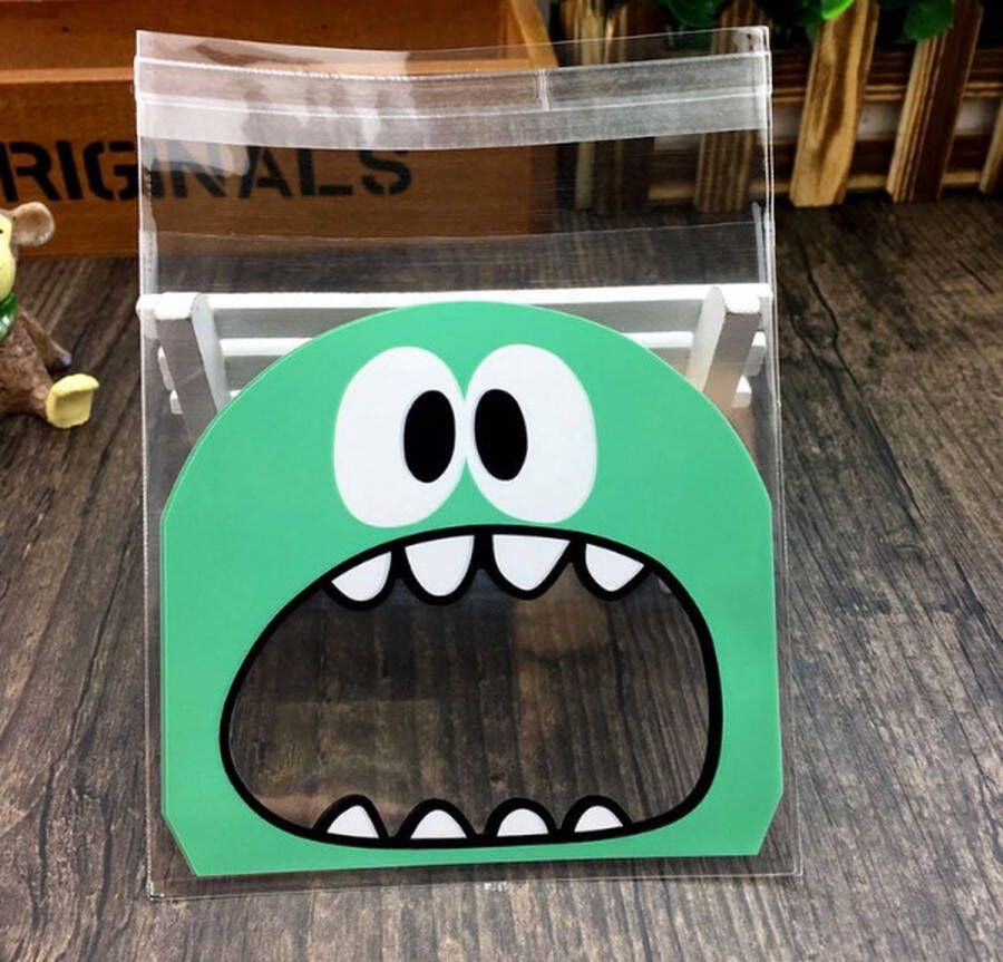 30 Groene Uitdeelzakjes 10*10 cm Verjaardags Traktatie Uitdeelzakje Groen Monster Geboorte Uitdeelzakje Kraamfeest Traktatie Cellofaan Plastic Zakje Uitdeelzakje Transparant Groen Monster