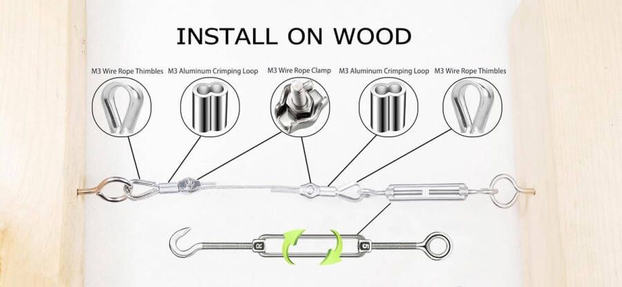 30 m 3 mm staalkabel voor klimplanten 304 roestvrij stalen staalkabel M5 spanslot kabelspanner roestvrij staal roestvrij stalen staalkabelset draadkabelset