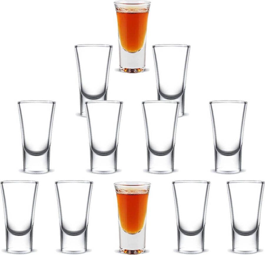 30 ml Borrelglaasjes 12 stuks van glas voor brandy whisky tequila gin wodka