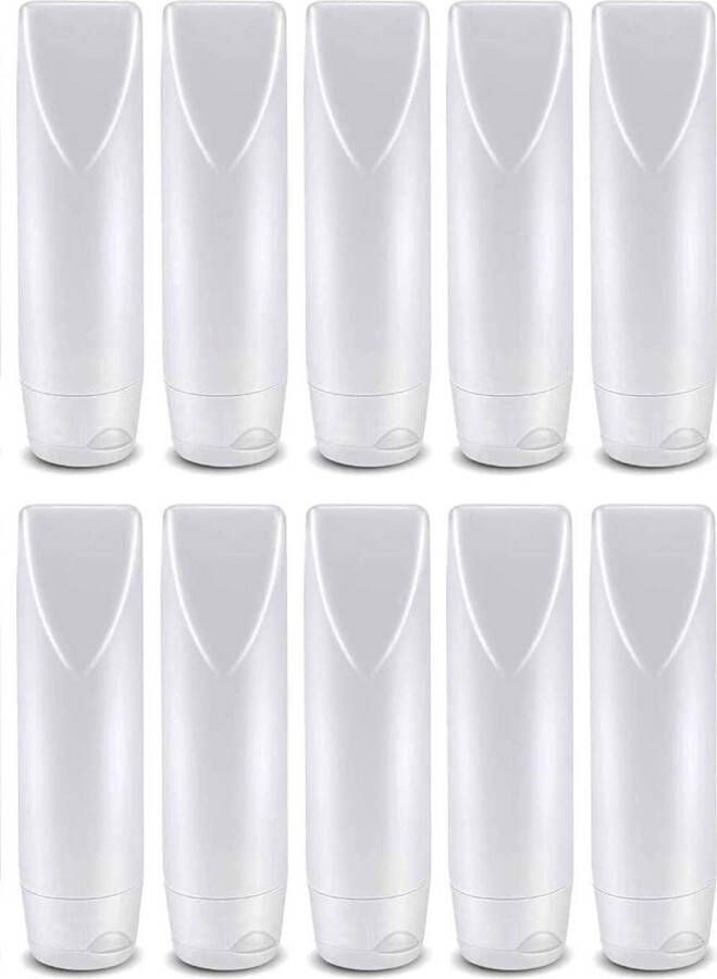 30 ml plastic reisflessen set van 10 navulbare cosmeticacontainer met flip-caps reisflesjes handbagage