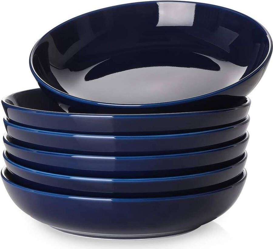 30 oz Grote Porseleinen Slakom & Soepbord Borden Set van 6 Geschikt voor Salade Pasta Soep Fruit Vaatwasmachinebestendig