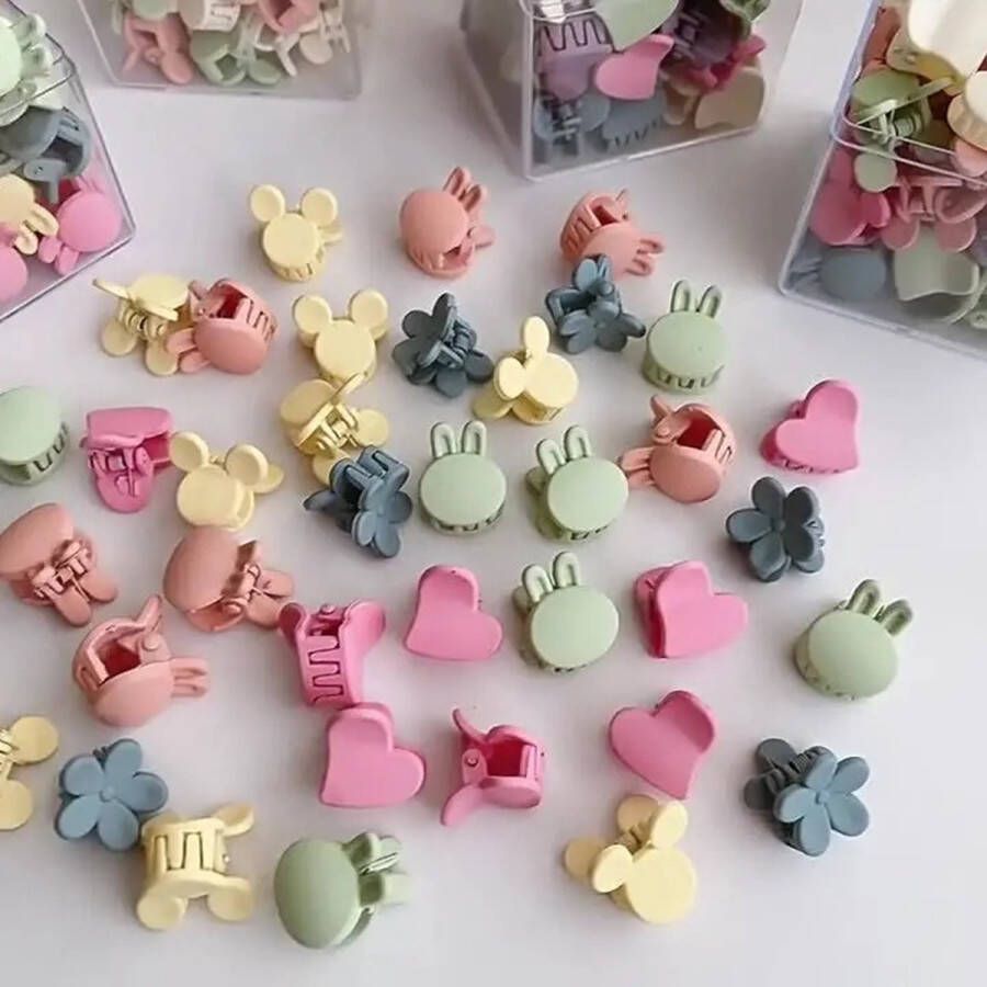 30 stuks Fashion bloem hart konijn haar clip perfecte haaraccessoires voor geschenken Mini Haarknipjes vlinder Haarclips Haarspeldjes Mini haarknippen Haarknipjes meisje haarklemmetjes pastel kleur 30 stuks