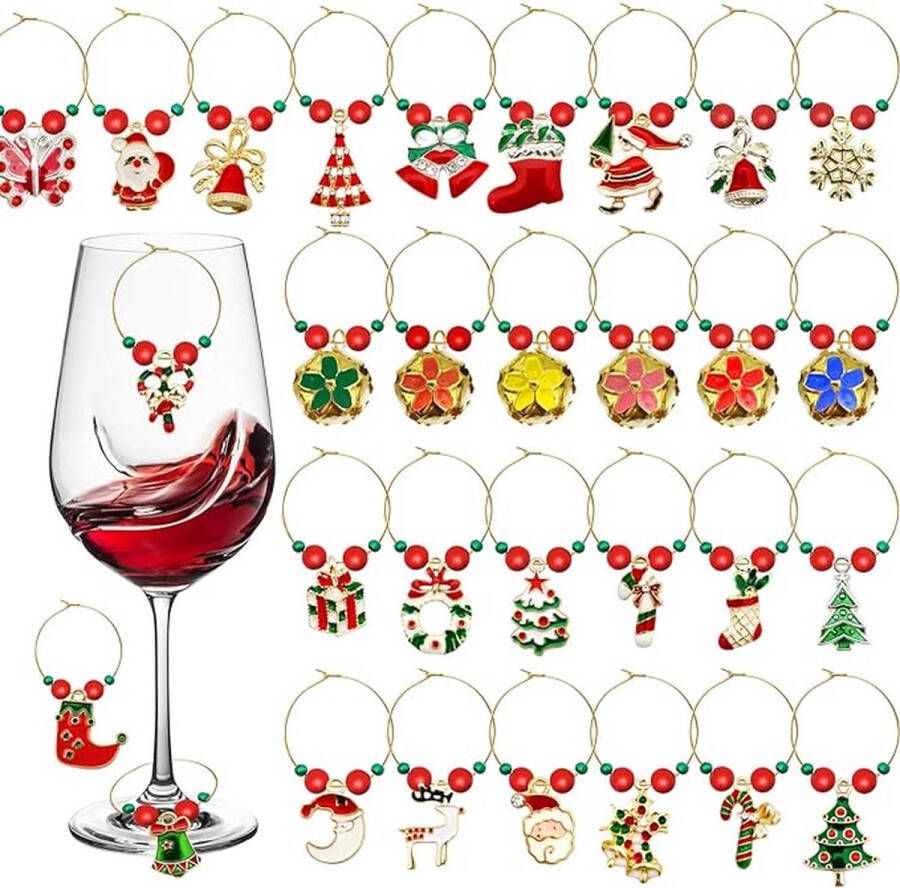 30 stuks glazen markers Kerstmis glazen hangers champagneglazen wijnglas markers bedels glazen detectie herbruikbaar geen verwarring meer Glas