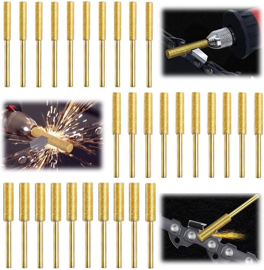 30 stuks kettingzaag-slijppunten voor kettingzaag kettingslijper vijl kettingzagen diamantkettingzaagslijper steenslijppunten voor kettingzagen slijppunten