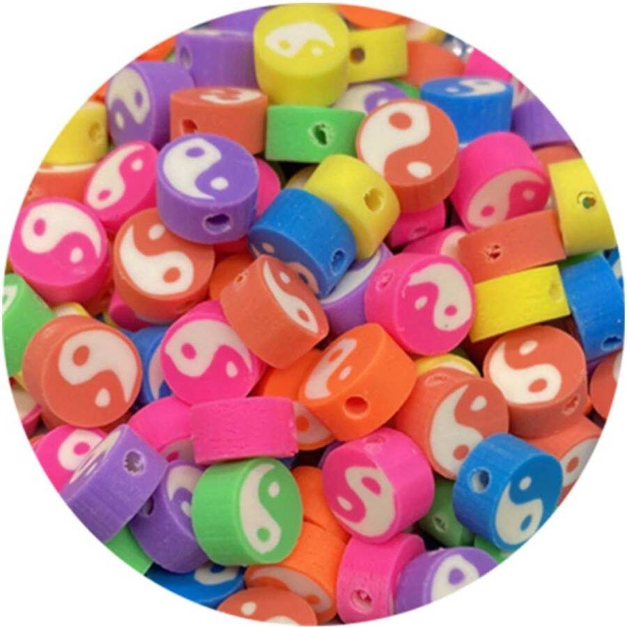 30 stuks kralen ying yang multicolor 10mm