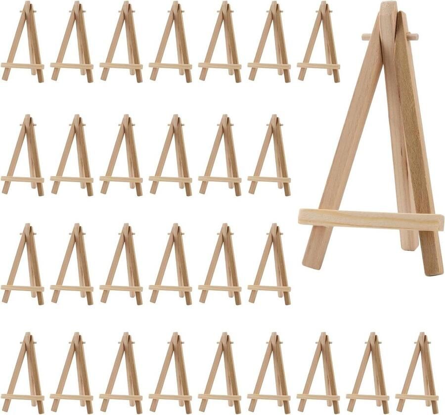 30 stuks mini-ezel hout 8 x 15 cm kleine tafelezel fotostandaard schildersezel desktop mini-houten ezel voor bruiloft verjaardag feest