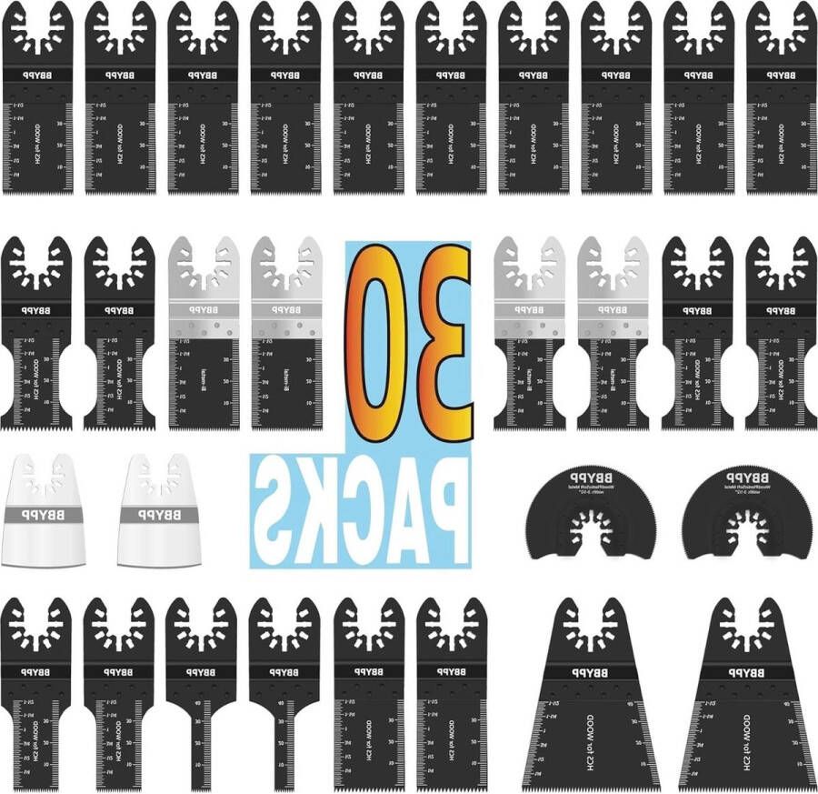 30 stuks Oscillerende zaagbladen Meest Gebruikte Zaagbladen voor DIY Snelsluiting voor Hout Kunststof Gipsplaat Spijkers Zacht Metaal oscillerende zaagbladen