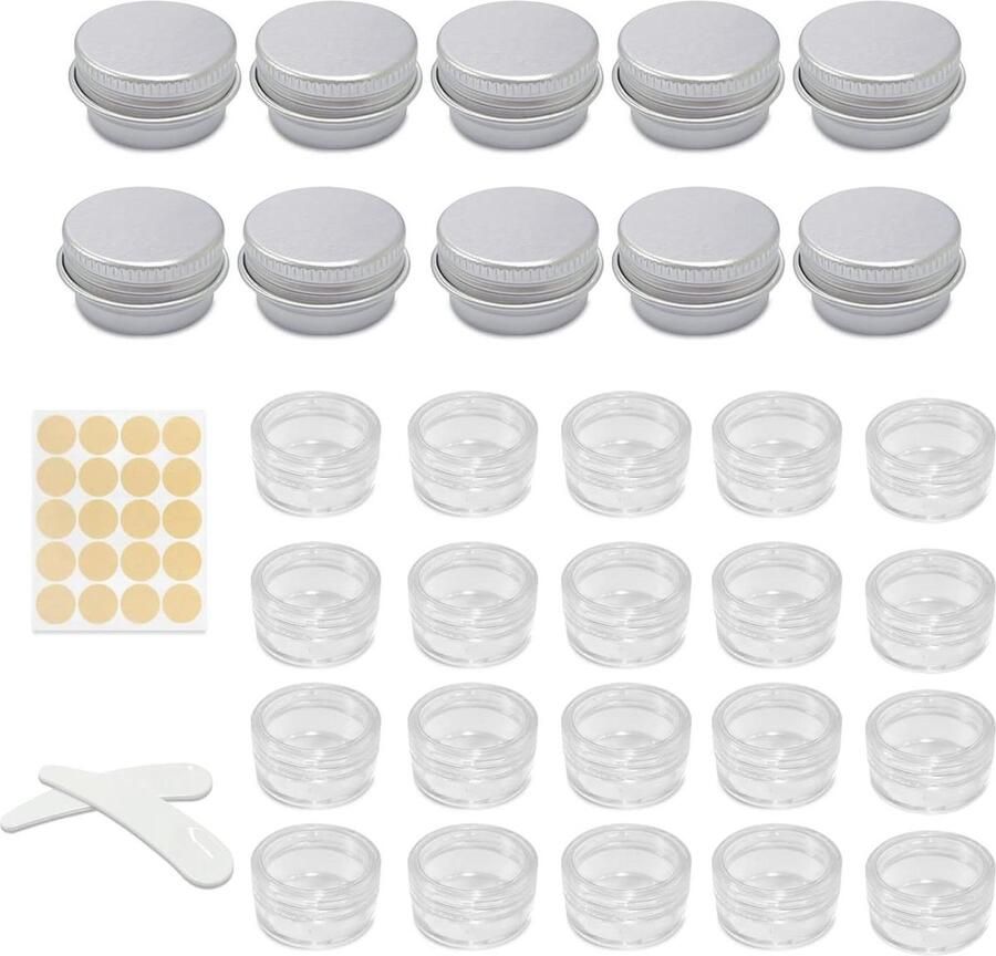 30 verschillende stijlen mini-cosmeticapotjes reismonsterdoos met koeienhuid sticker dispenserlepel voor lippenstiften crèmes 5 g reisflesjes 100ml