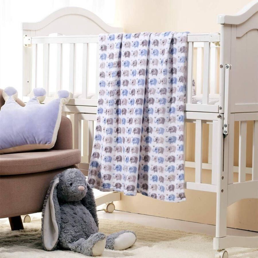 30 x 40 inch leuke gezellige warme babydeken voor jongens zuigelingen peuter pasgeboren unisex kinderbed kinderwagen zomer lente (blauwe olifant)