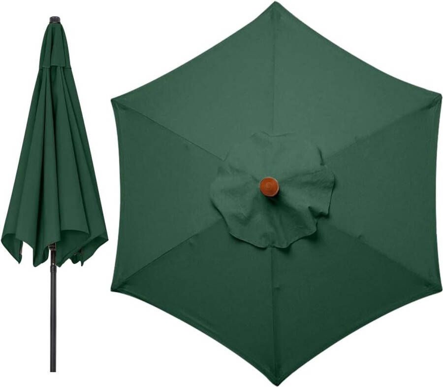 300 cm parasol vervangende hoes 6 baleinen vervangende parasol overkapping vervangende afdekking met 6 ribben outdoor paraplu zonwering (groen)